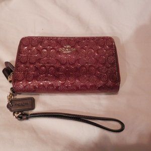 Women's Coach Wallet/ Wristlet, Burgundy Color